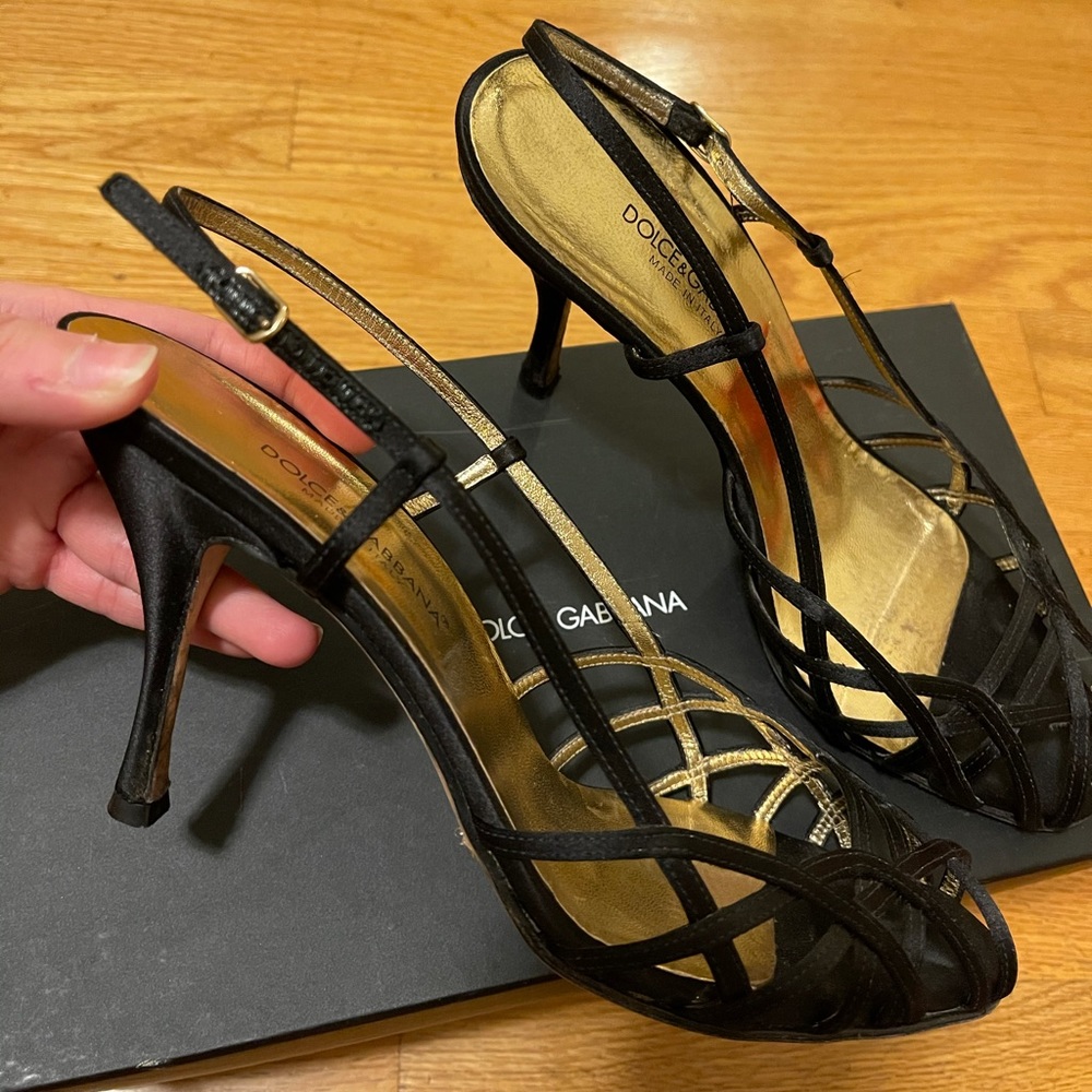 Dolce & Gabbana Black Satin Sandal